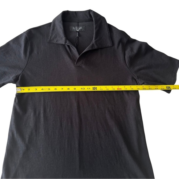 rag & bone Men's Black Johnny Slub Polo SZ Large Quiet Luxury NWT Retail $148 - Picture 5 of 7